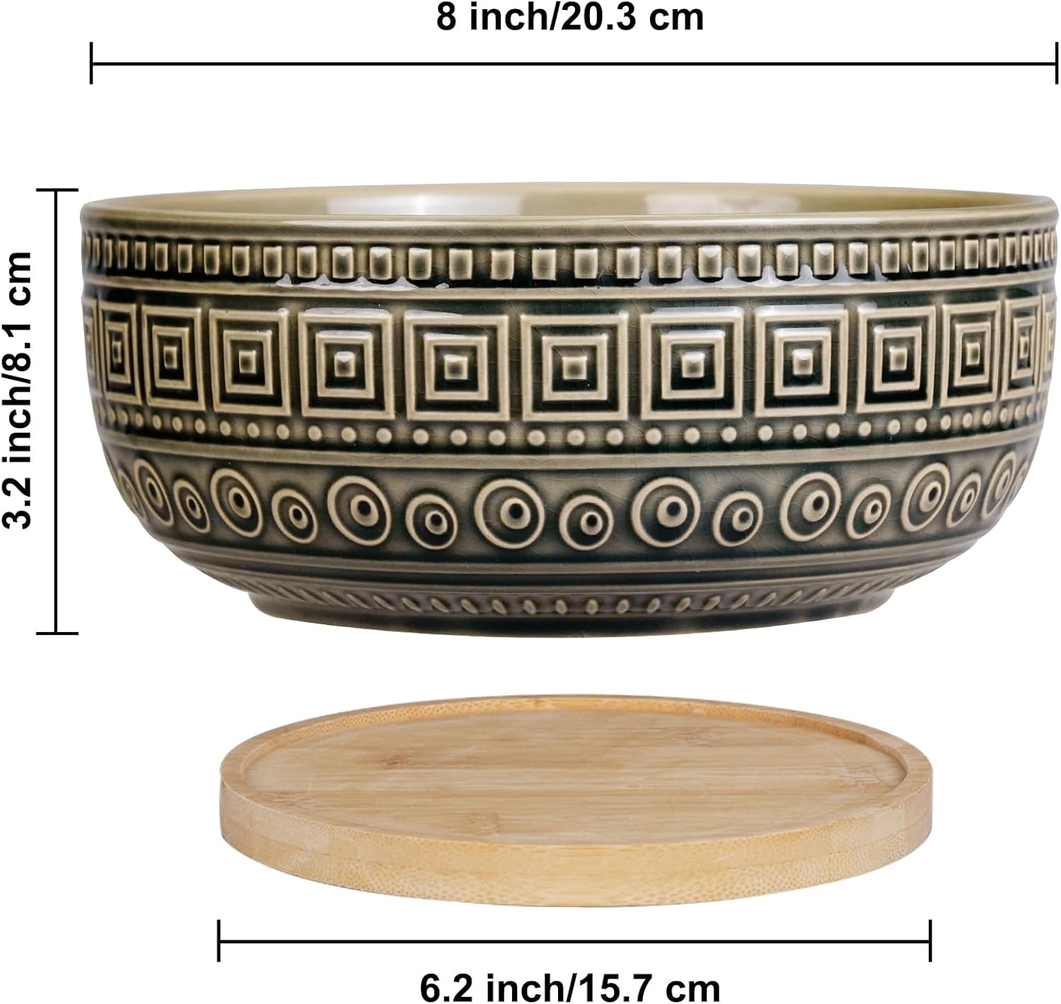G EPGardening 8 Inch Ceramic Succulent Planter Pots Round Shallow Bonsai Planter Pot for Indoor Plants with Drainage
