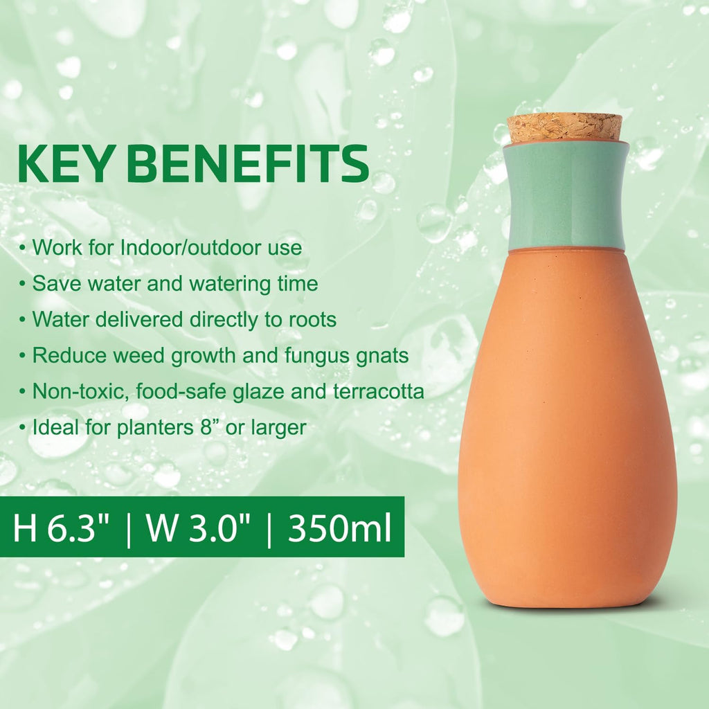 Ollas Plant Watering Globes - Terracotta Self Watering Planter Insert - Watering Bulbs for Indoor and Outdoor Plants