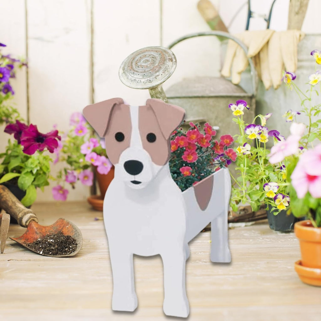 Jack Russell Dog Planter Pots, Animal Shaped Flower Pot | Cute Plant Gift for Women and Pet Lovers, Indoor Outdoor
