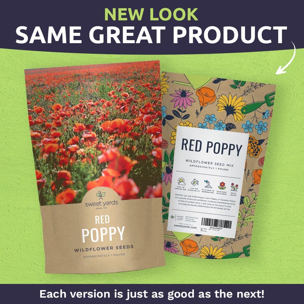 Red Poppy Seeds for Planting - Bulk 1 Pound Bag - Over 3,200,000 Wildflower Seeds