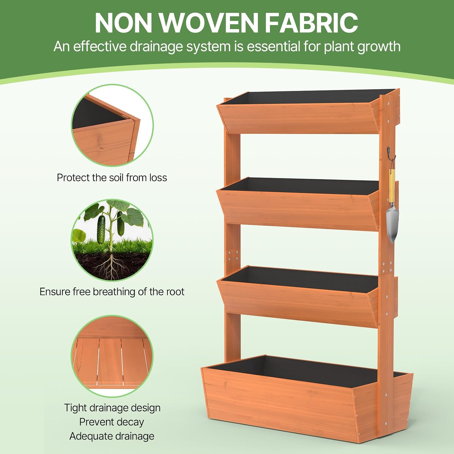 Suteck Raised Garden Bed, 4 Tier Vertical Wooden Planter Box | Freestanding Outdoor Planters for Vegetables, Flowers &