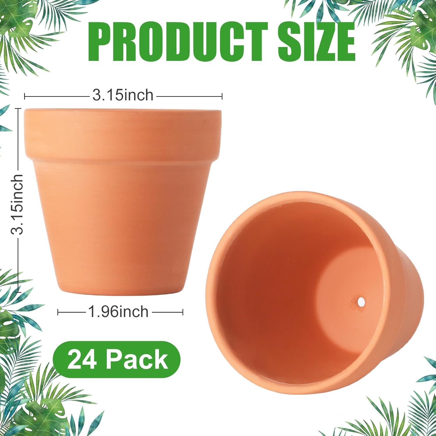 24 Pack 3 Inch Terracotta Pots, Mini Clay Pots with Drainage Holes,Cactus Flower Nursery Terra Cotta Pot for