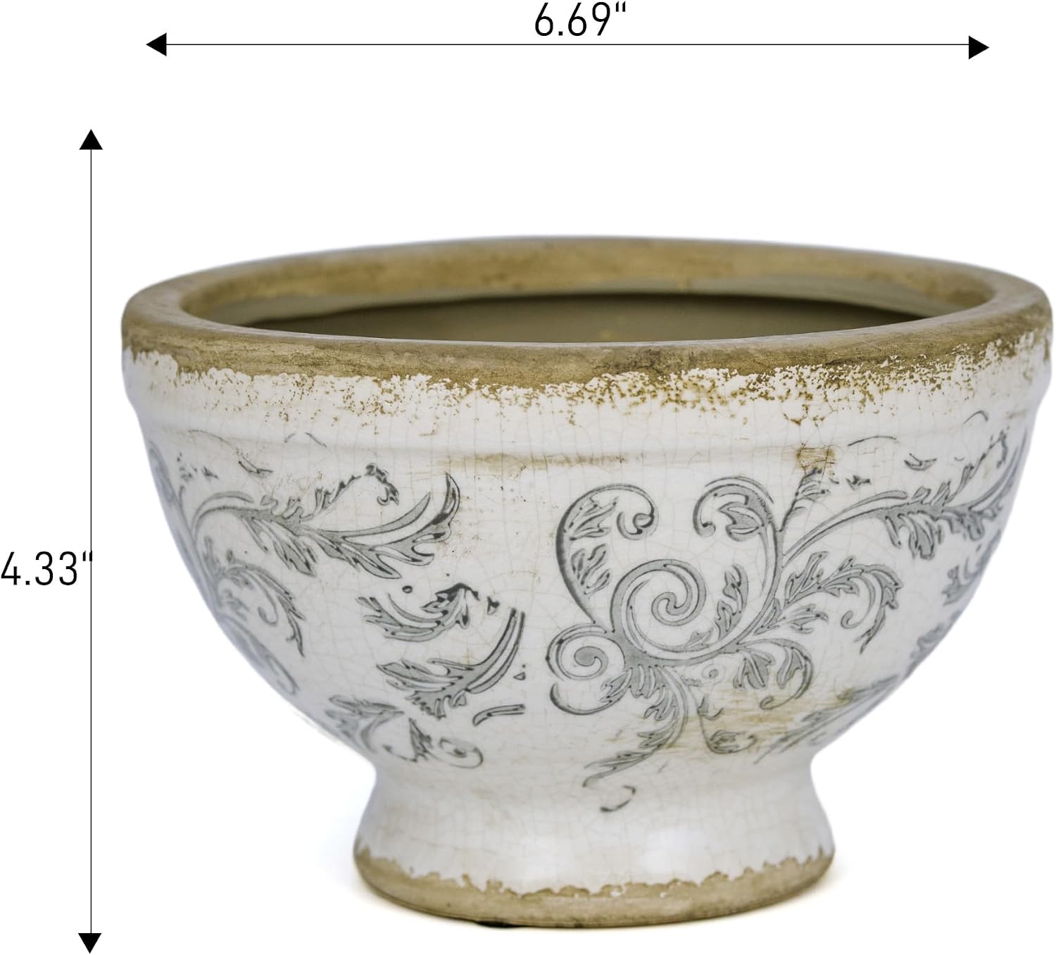Dosayes Vintage Ice Crackle Grazd Ceramic Flower Pot with Drainage Holes, 4.33 Inch Rustic Planter for Indoor Plants