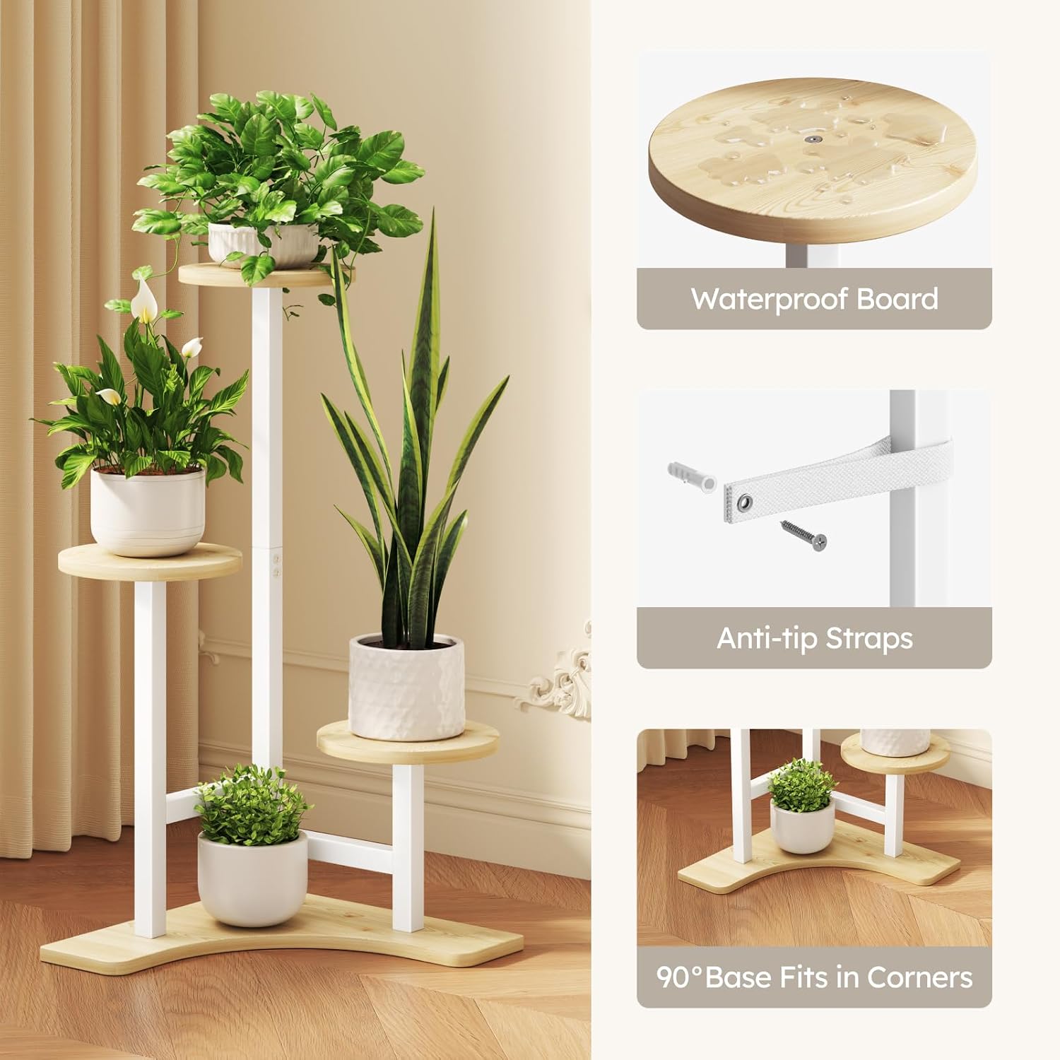 Plant Stand Indoor, 3 Tier Corner Plant Stand for Multiple Plants, Metal Corner Shelf Flower Rack Organizer for Living