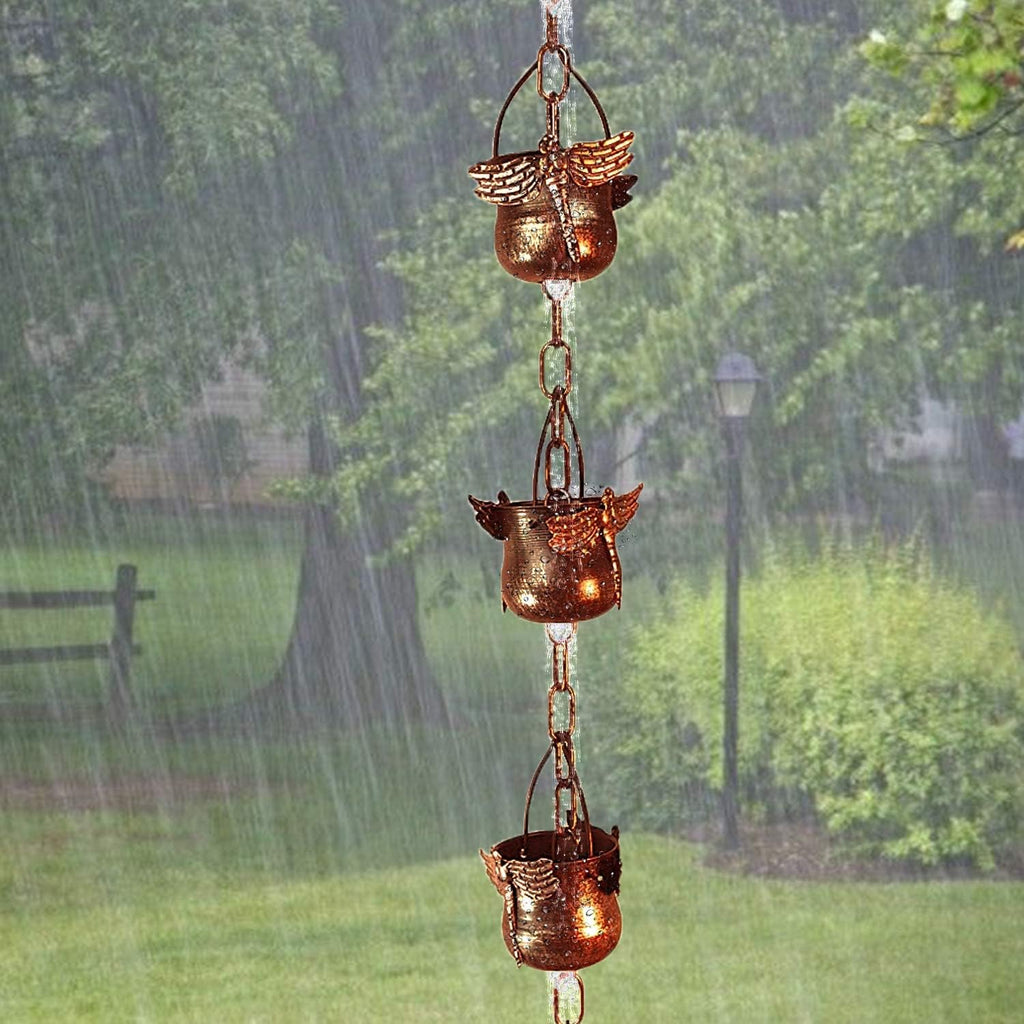 CT DISCOUNT STORE Decorate Your Home with Variety Rain Chain - Solid Metal Hand Craft Garden Decoration (Dragonfly Rain