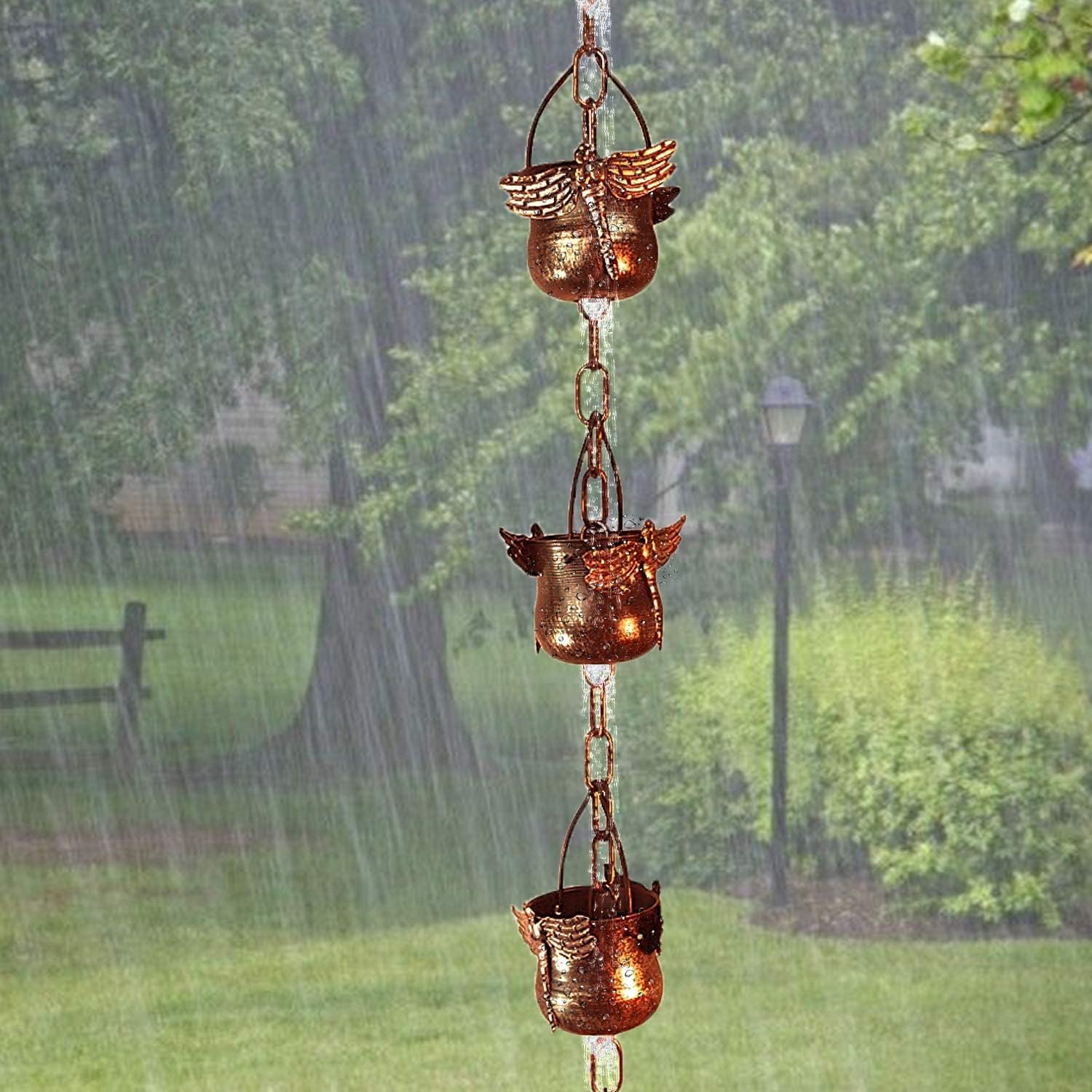 CT DISCOUNT STORE Decorate Your Home with Variety Rain Chain - Solid Metal Hand Craft Garden Decoration (Dragonfly Rain