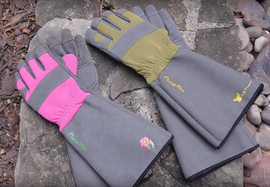 G & F Products Florist Pro Rose Gardening Gloves, Synthetic Leather Palm, Thorn Protection, Long Sleeve