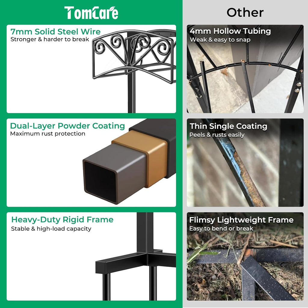 TomCare Garden Hose Holder, Heavy Duty Water Hose Hanger for 160FT Hose | Freestanding Ground-Set Design, Thick Metal