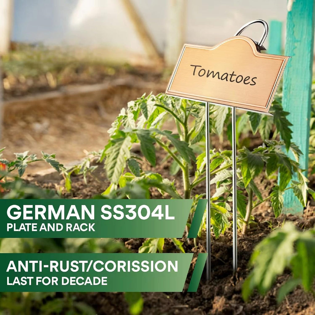 Stainless Steel 304 Plant Labels Weatherproof, Metal Garden Label Tall Markers 25 Pack for Plants Vegetables Herb