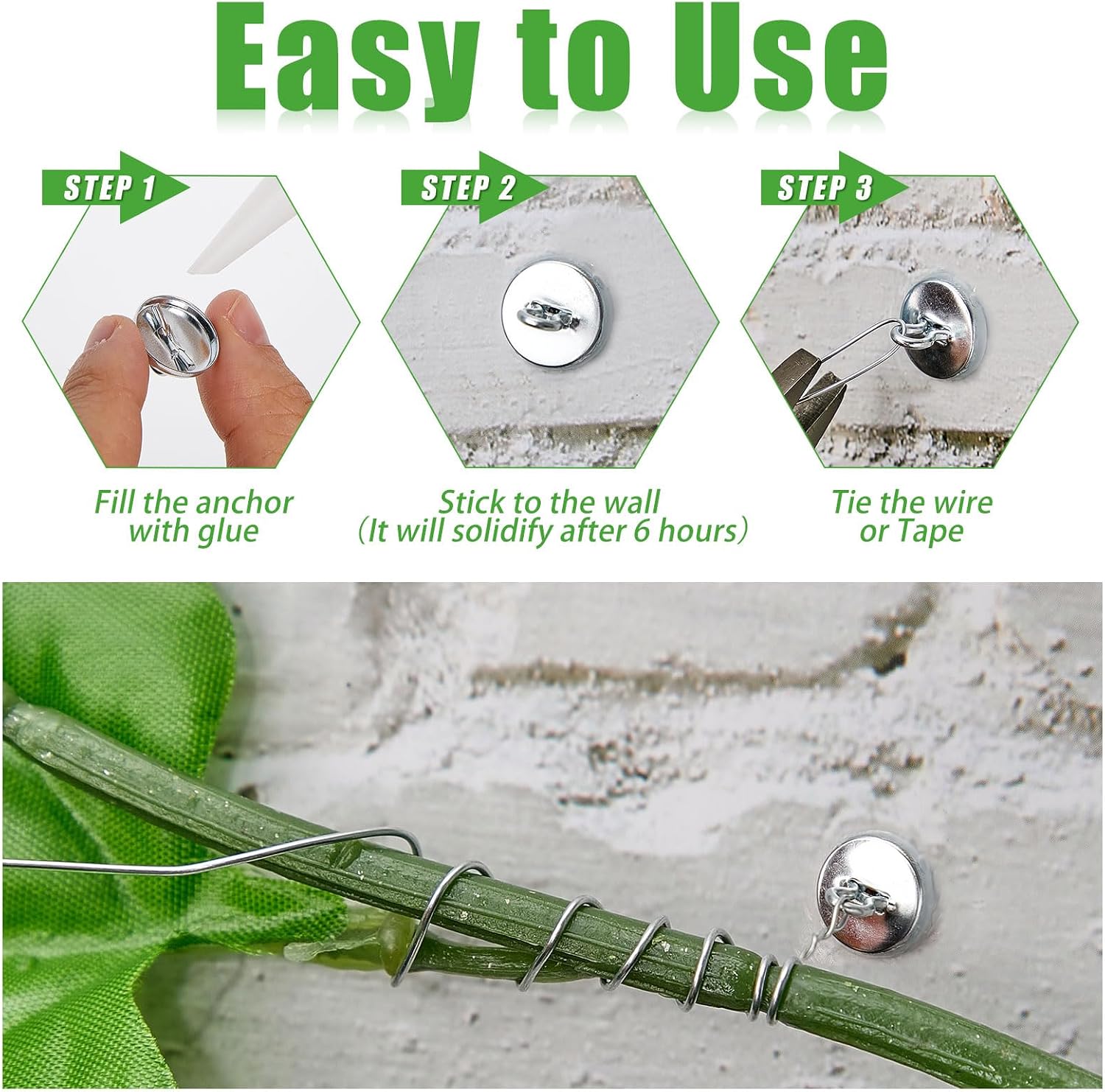 WILLBOND Plant Anchor Kit, 80 Pcs Vine Anchors 5 Pack Silicone Adhesive Sealant Garden Tie Tape Metal Wire Wire Cutters