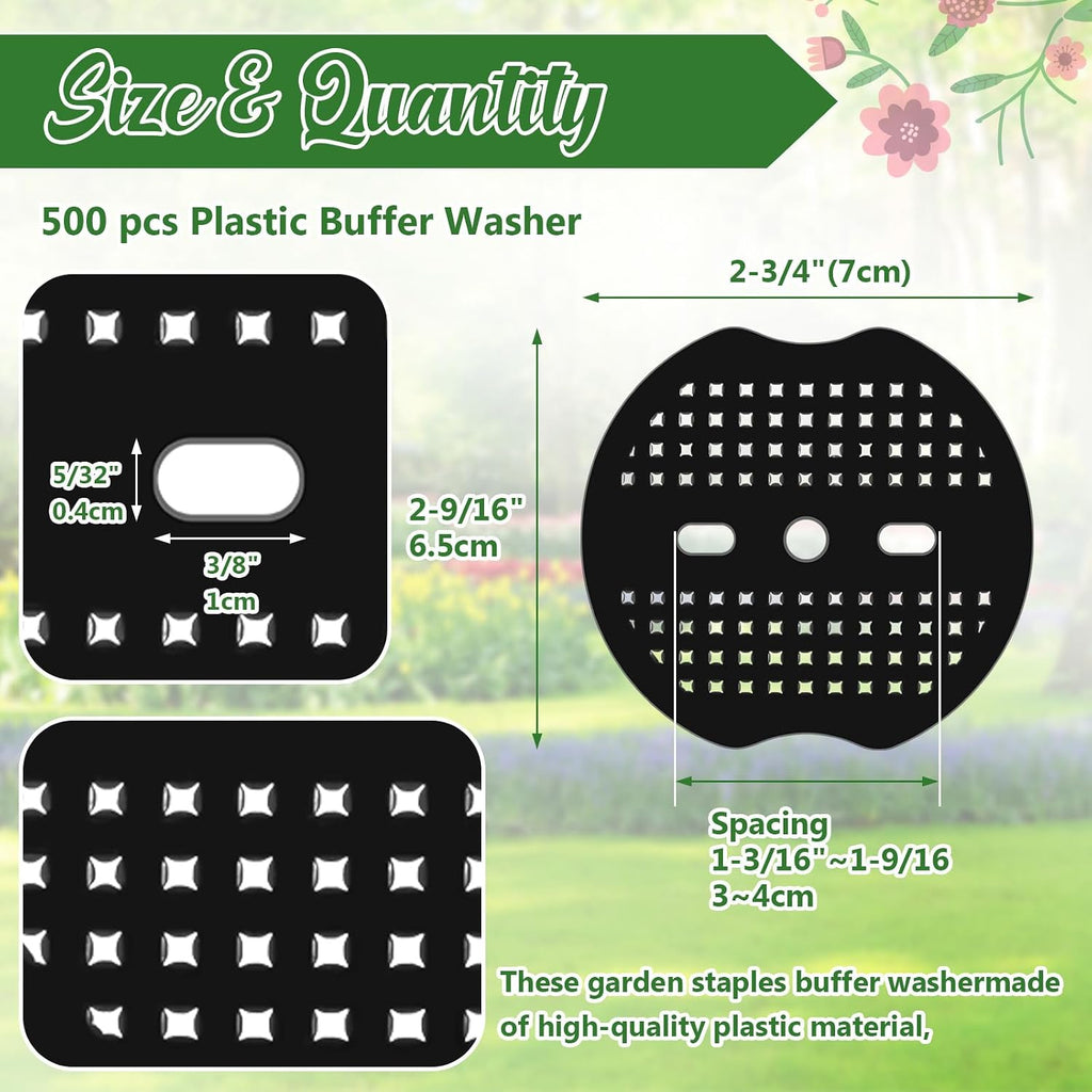 Gisafai 500 Pcs Landscape Staple Gasket for Weed Barrier, Black