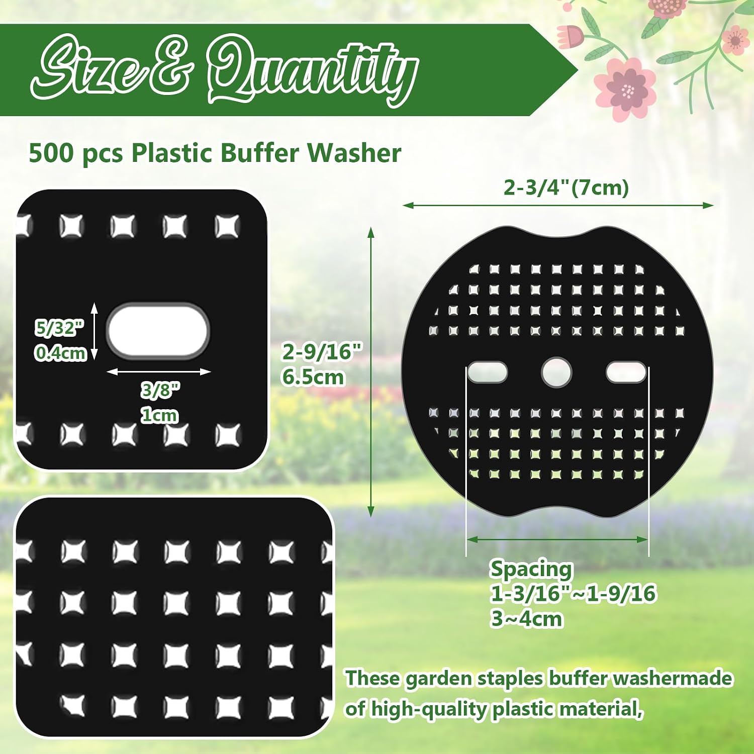 Gisafai 500 Pcs Landscape Staple Gasket for Weed Barrier, Black