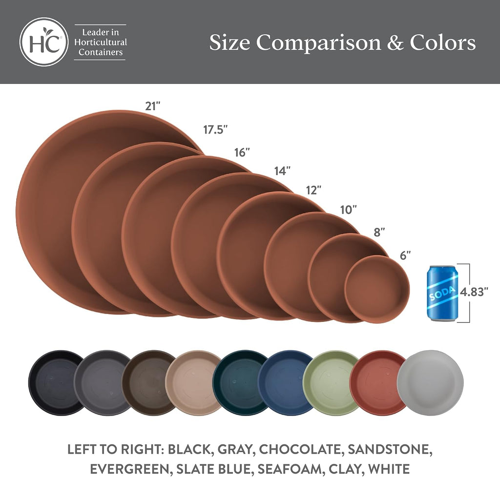 The HC Companies Flower Pot Saucers - Plastic Plant Saucer for Outdoors & Indoors - Traditional Design Plant Pot Trays
