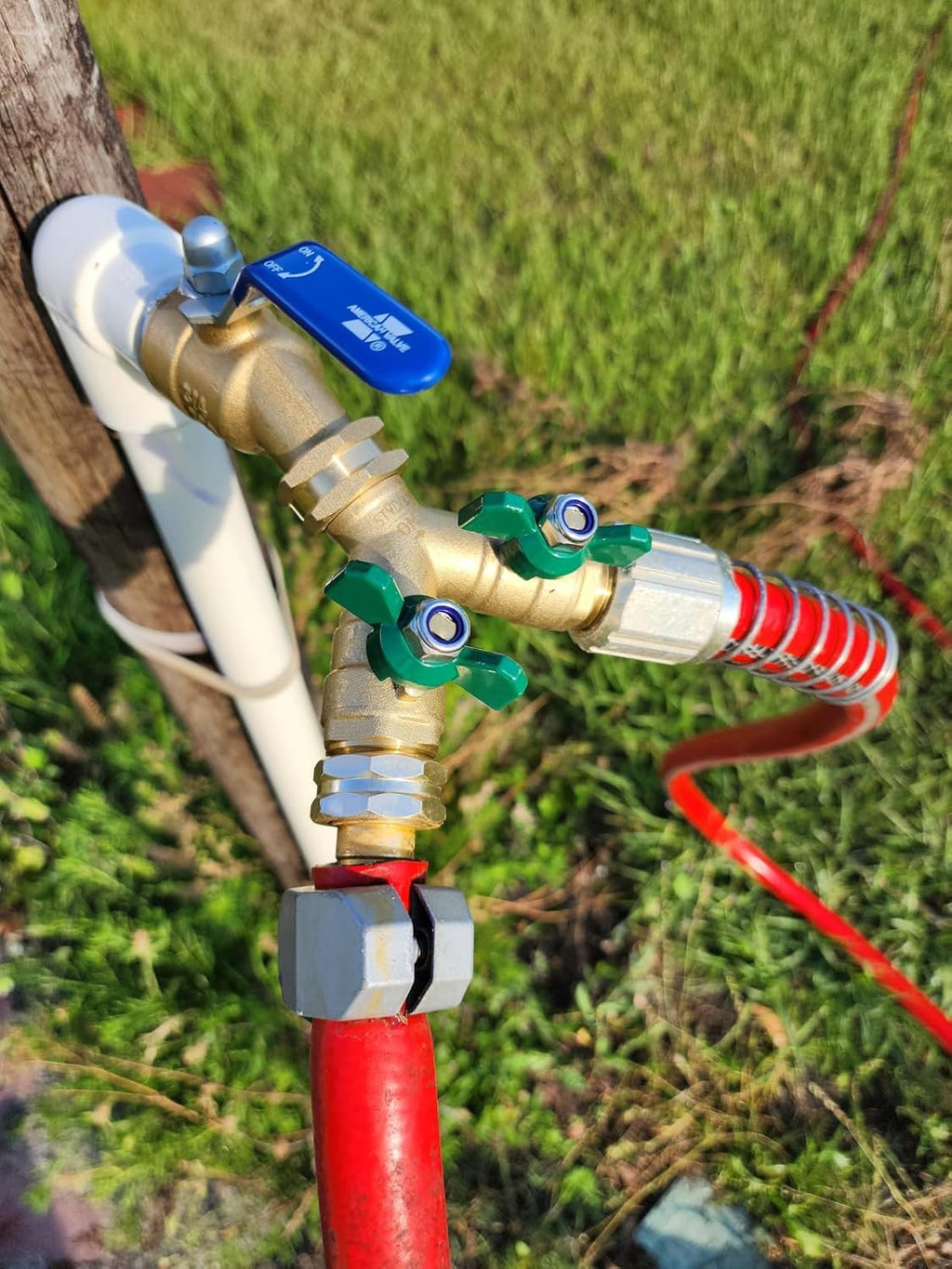 Garden Hose Splitter Full Flow, Brass Heavy Duty Hose Splitter 2-Way High Flow, All Metal Hose Y Splitter with Shutoff