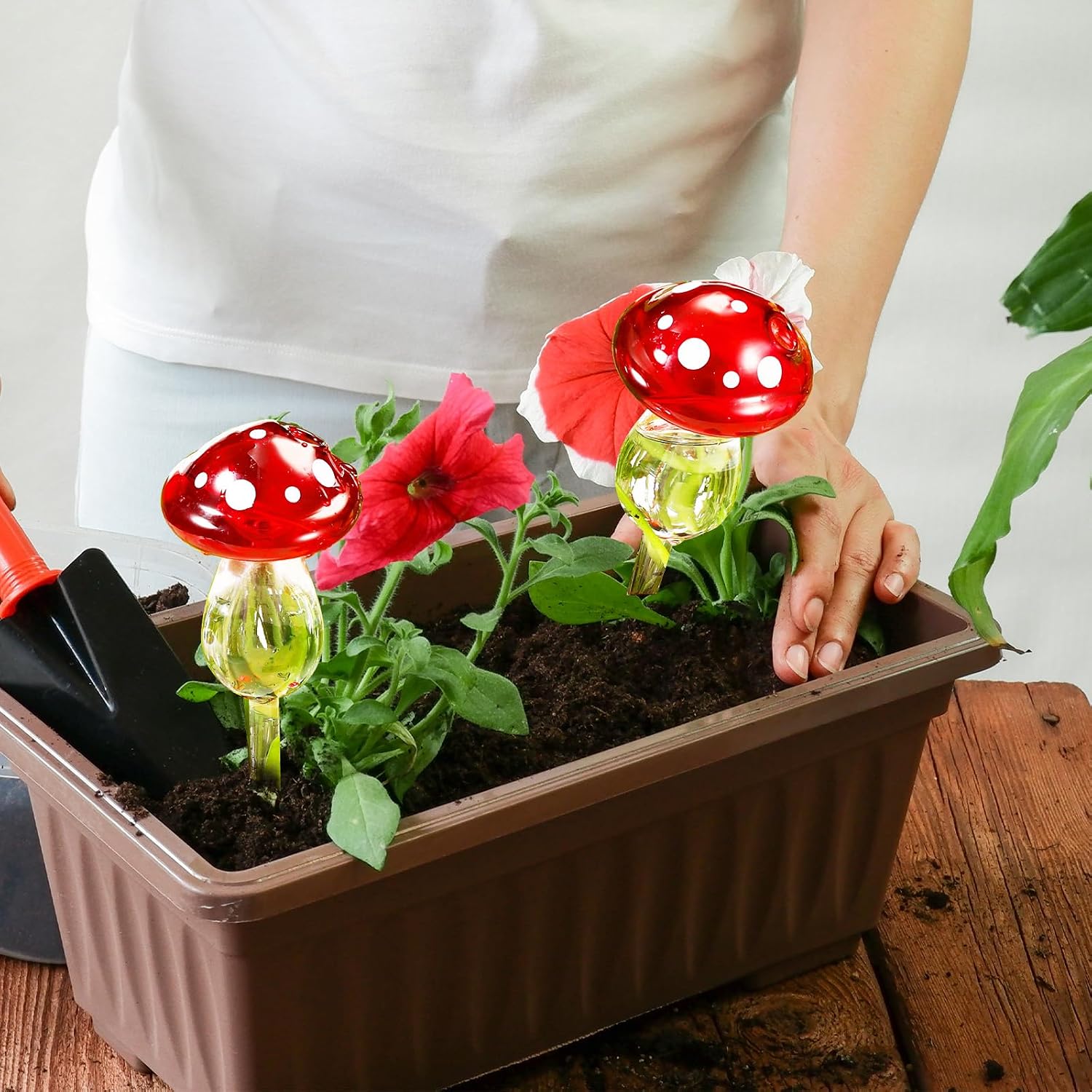 Weysat 4 Pack Glass Self Watering Globes for Indoor Plants Mushroom Watering Devices Bulbs Automatic Plant Waterer
