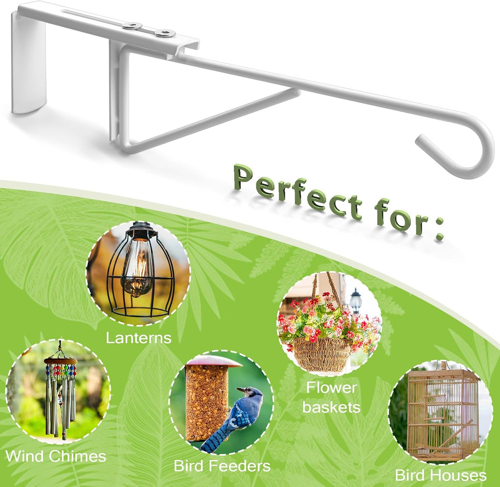 Adjustable Vinyl Fence Hooks for Hanging Plant Fit Fence Widths 0.8-3 Inch, Heavy Duty Fence Plant Hangers for Hanging