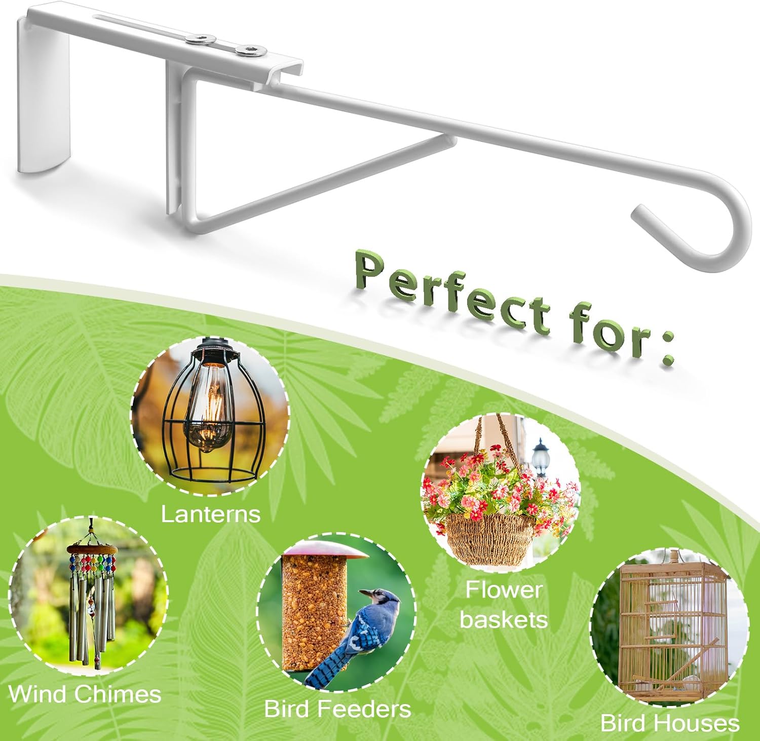 Adjustable Vinyl Fence Hooks for Hanging Plant Fit Fence Widths 0.8-3 Inch, Heavy Duty Fence Plant Hangers for Hanging