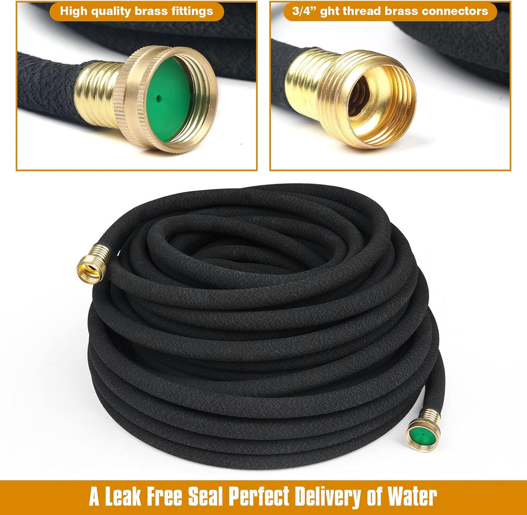 Soaker Hose 25FT 5/8" Diameter for Garden Beds Solid Brass Interface Irrigation Save 70% Water Heavy Duty Rubber Great