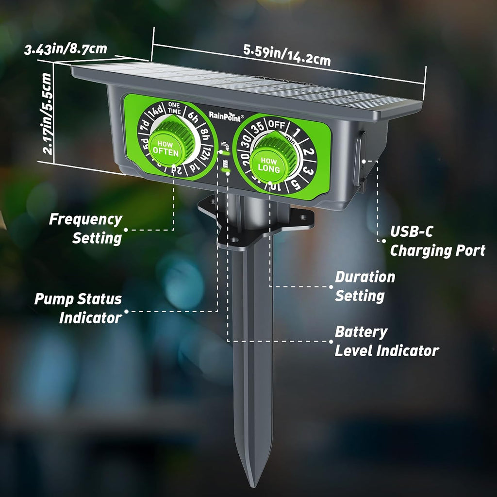 RAINPOINT Easy-Setup Solar Drip Irrigation System Outdoor & Indoor, Automatic Plant Waterer Device Kit