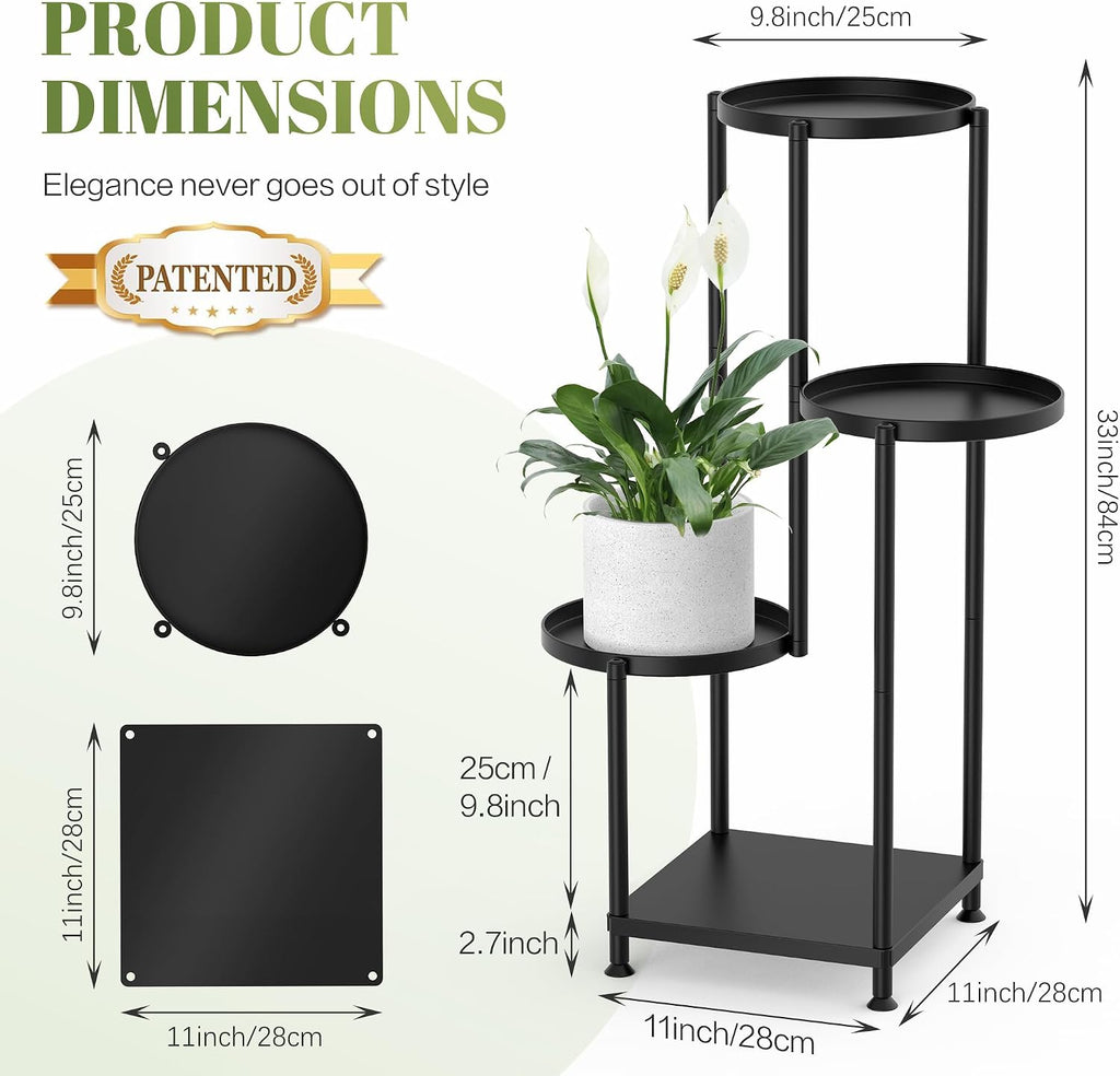 Plant Stand Indoor Outdoor, 4 Tier Metal Shelf Holder Corner | Multiple Plants Rack Tall Holder, Sturdy Rustproof