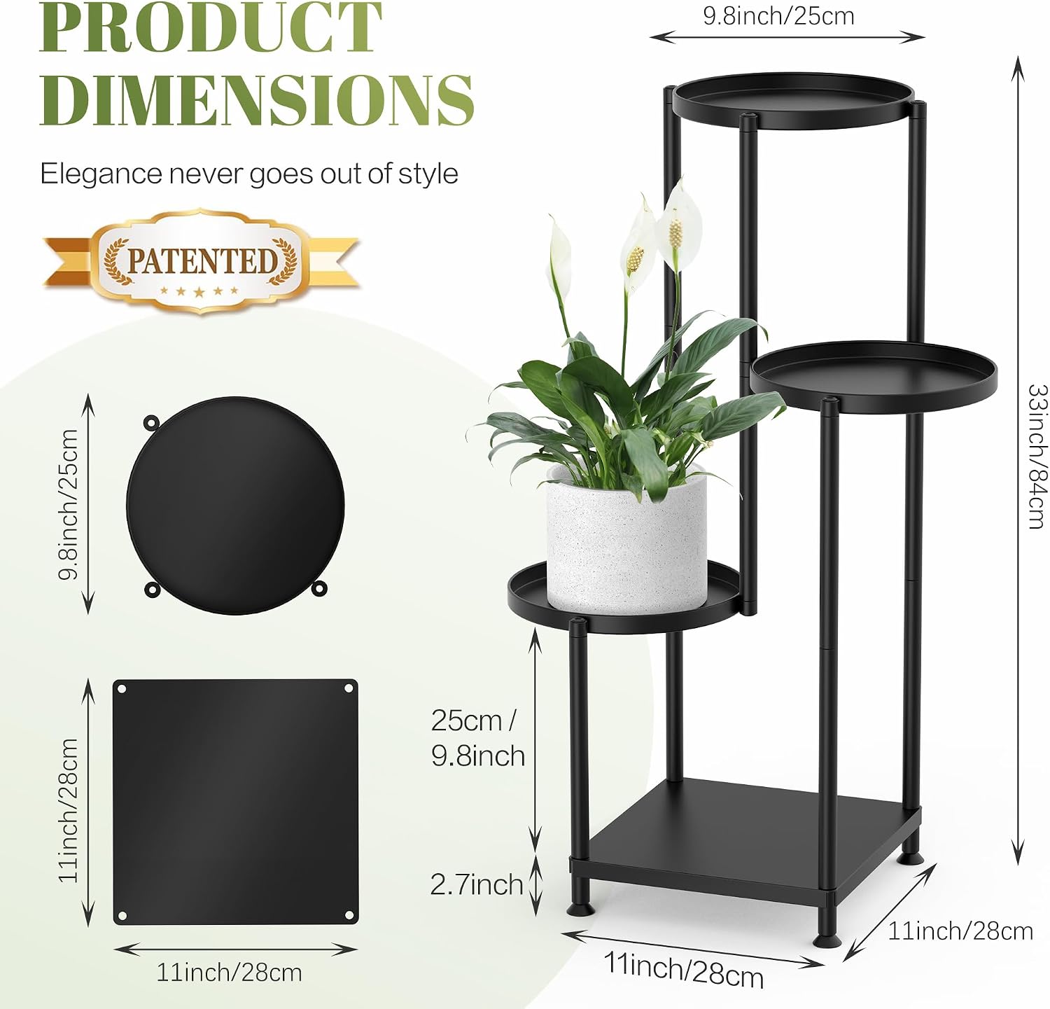 Plant Stand Indoor Outdoor, 4 Tier Metal Shelf Holder Corner | Multiple Plants Rack Tall Holder, Sturdy Rustproof