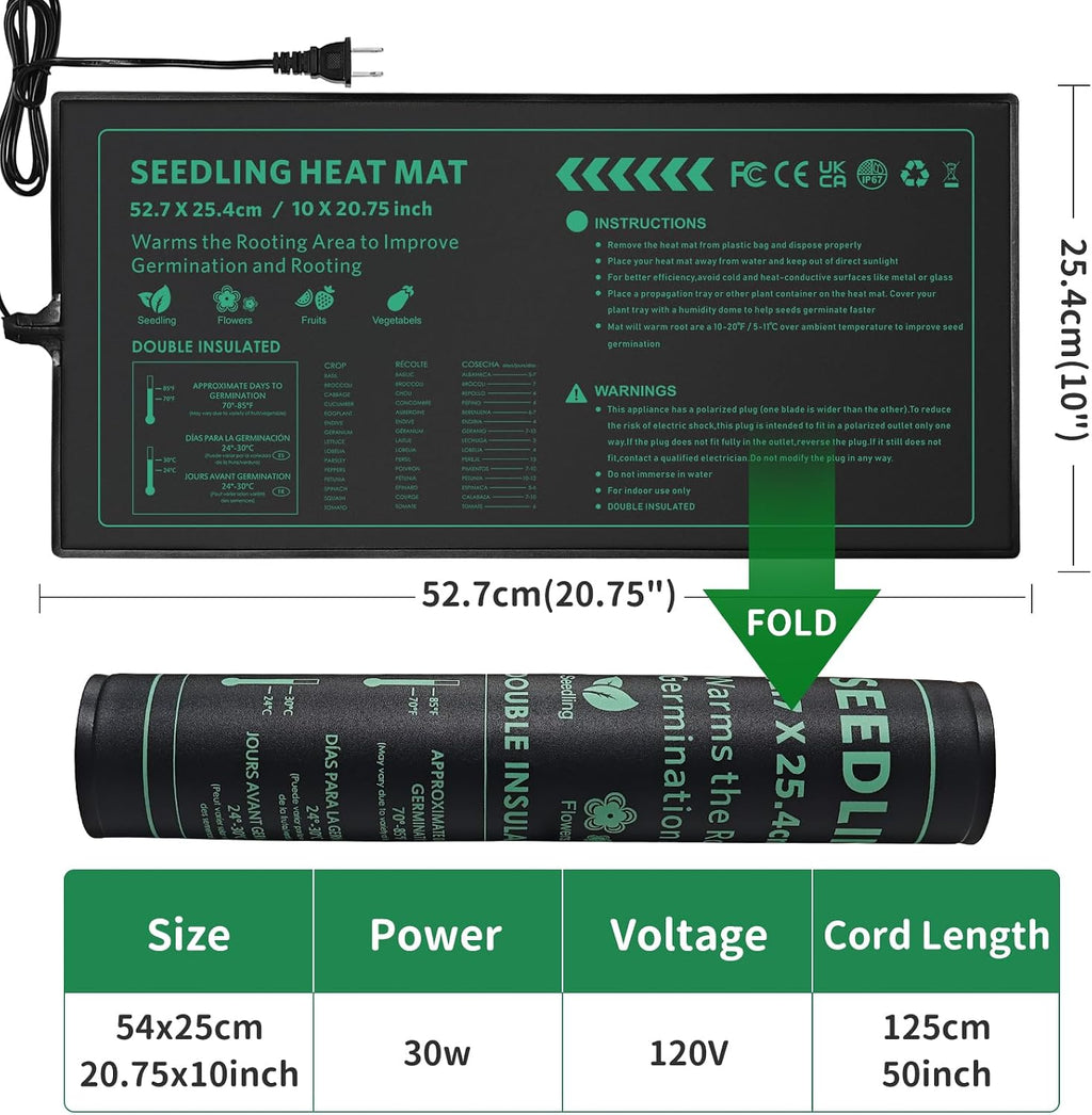 Seedling Heat Mat 6 Pack Durable Waterproof Plant Heating Pad 10"x 20.75" for Germination, Indoor Gardening, Greenhouse