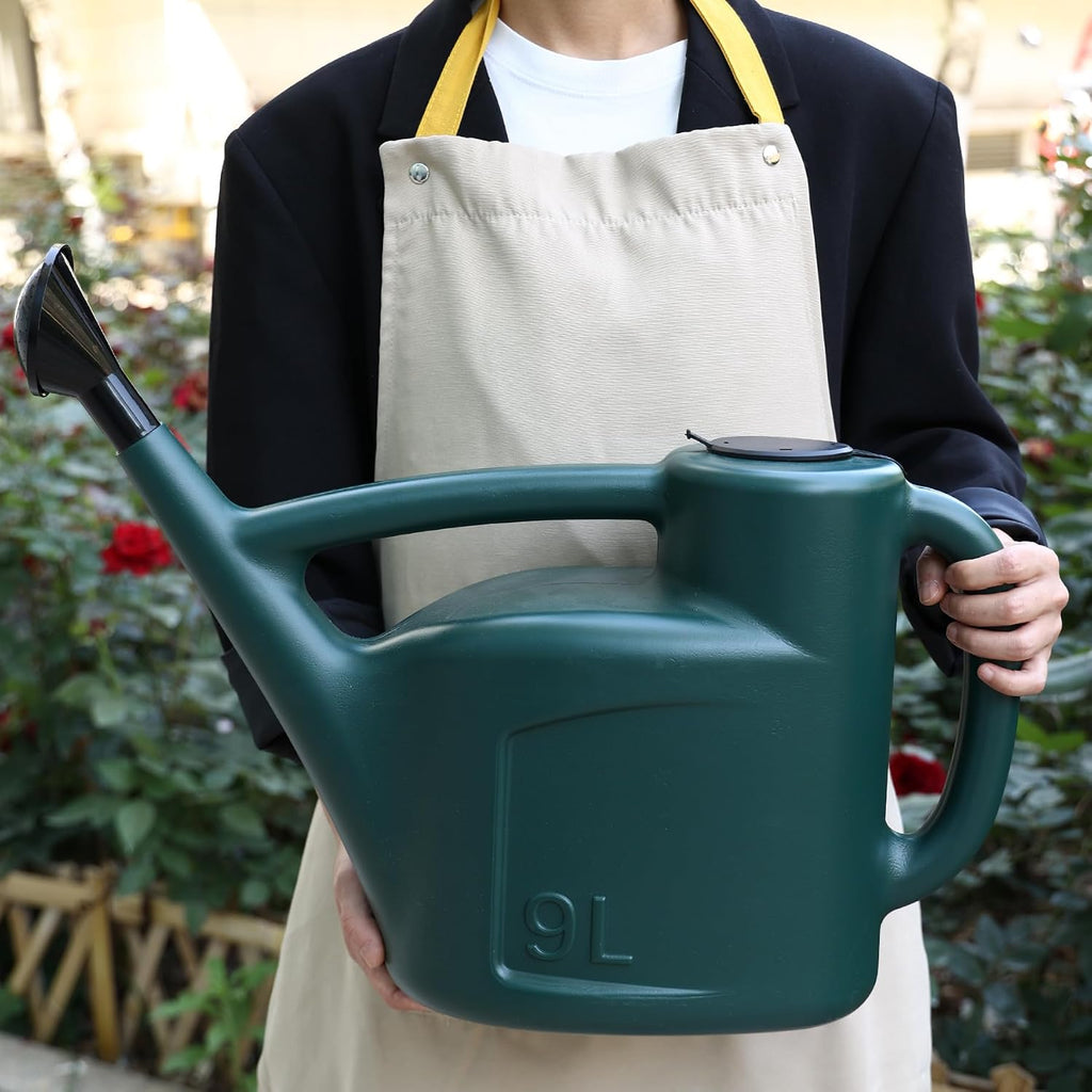 2+ Gallon Watering Can for Outdoor Plants,Large Garden Watering Can with Long Spout, Lid and Detachable Sprinkler Head