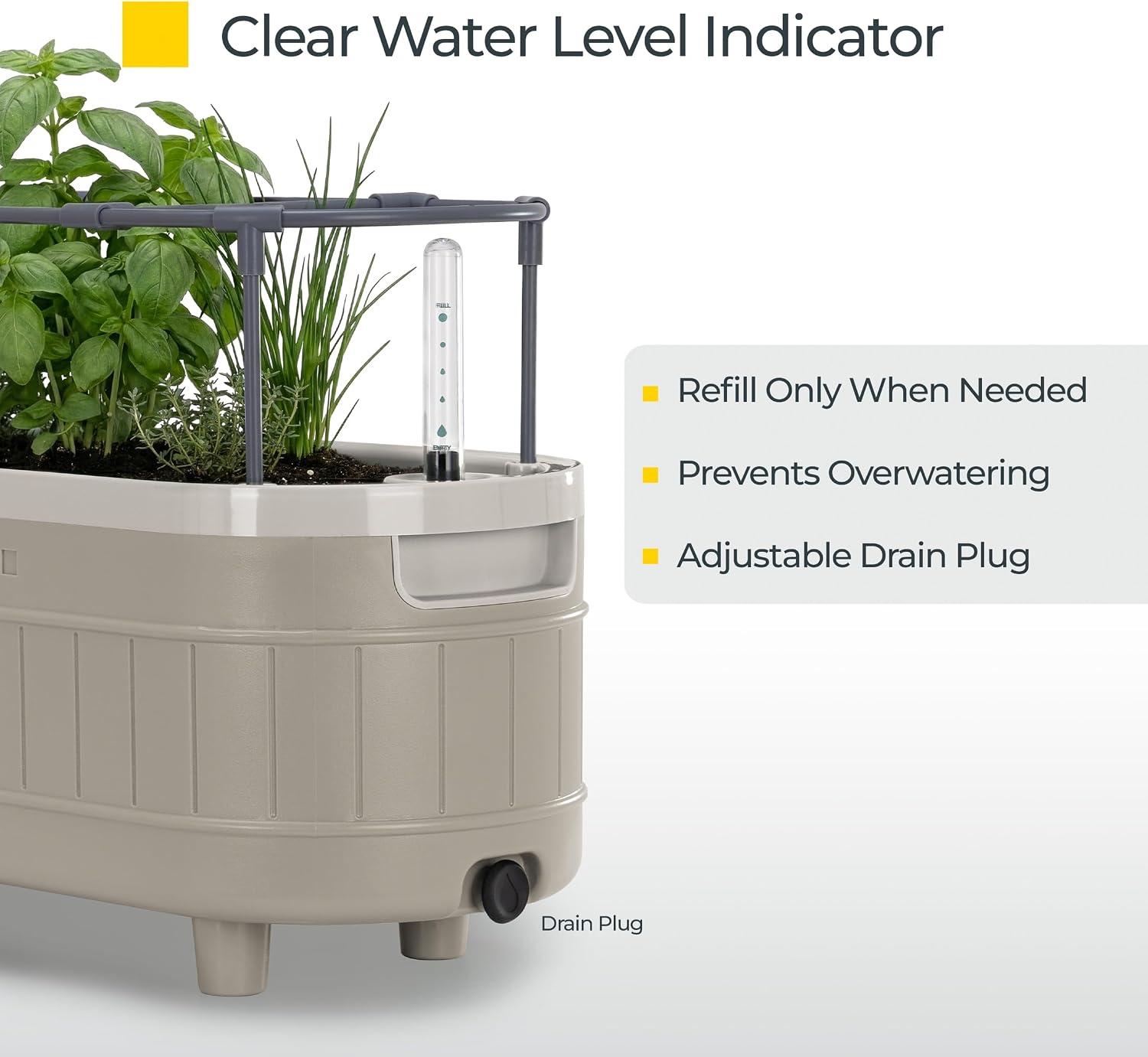 Permasteel Herb Garden Planter with Trellis Support, Self-Watering System with Water Level Indicator, Fits Multiple
