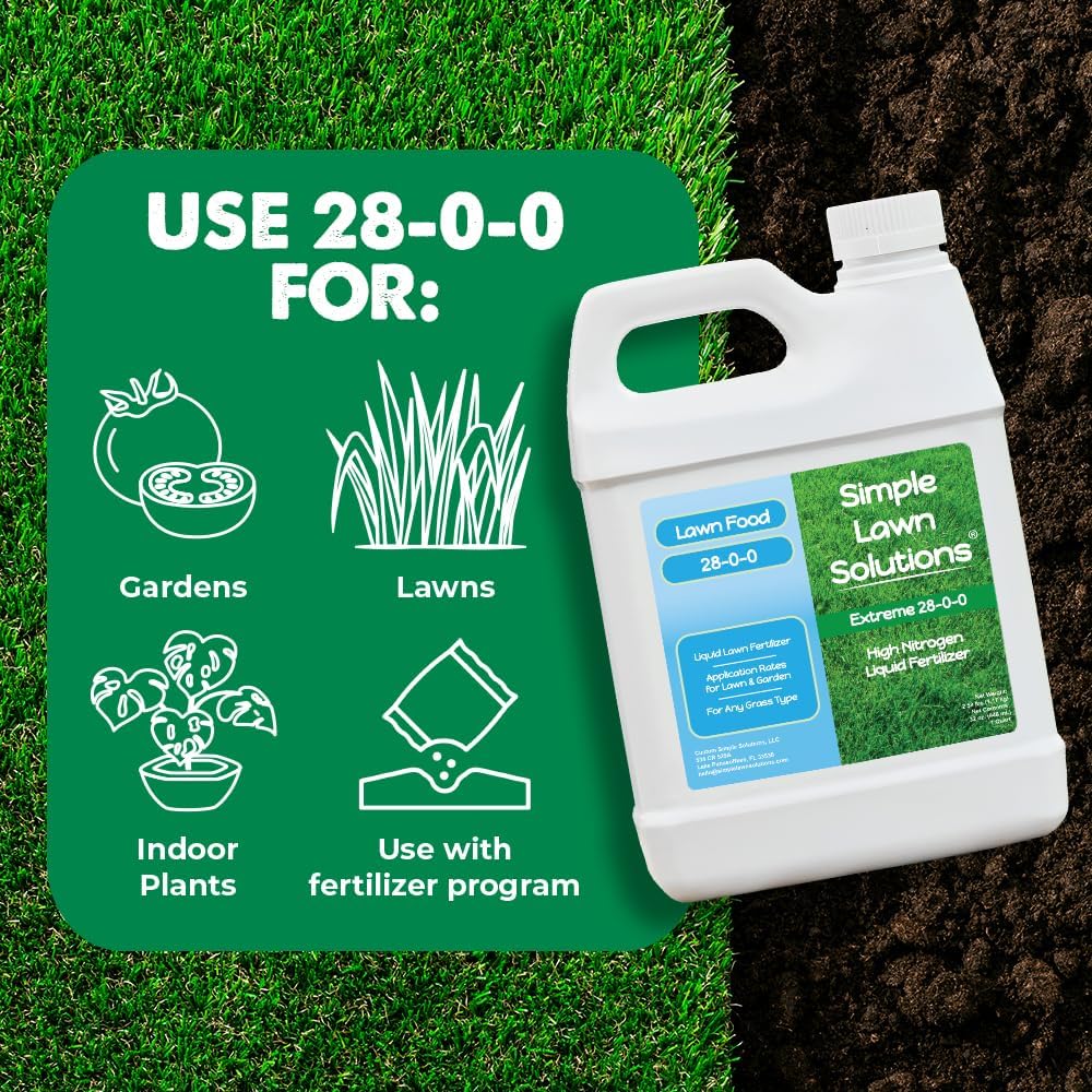 Maximum Green & Growth- High Nitrogen 28-0-0 NPK- Lawn Food Quality Liquid Fertilizer- Spring & Summer- Any Grass Type