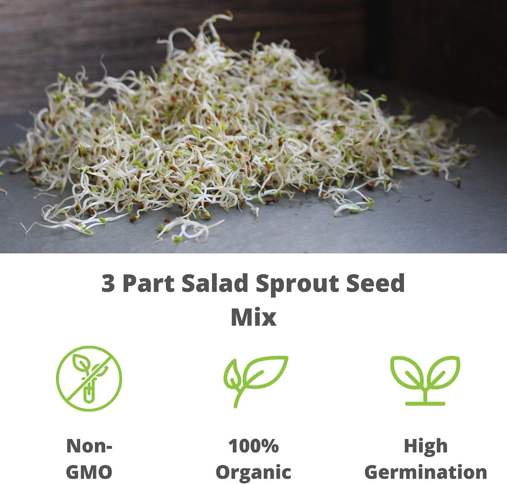 Handy Pantry Organic Salad Sprouting & Microgreens Mix – 2.5 LB – Non-GMO | igh-Germination Blend of Alfalfa, Broccoli