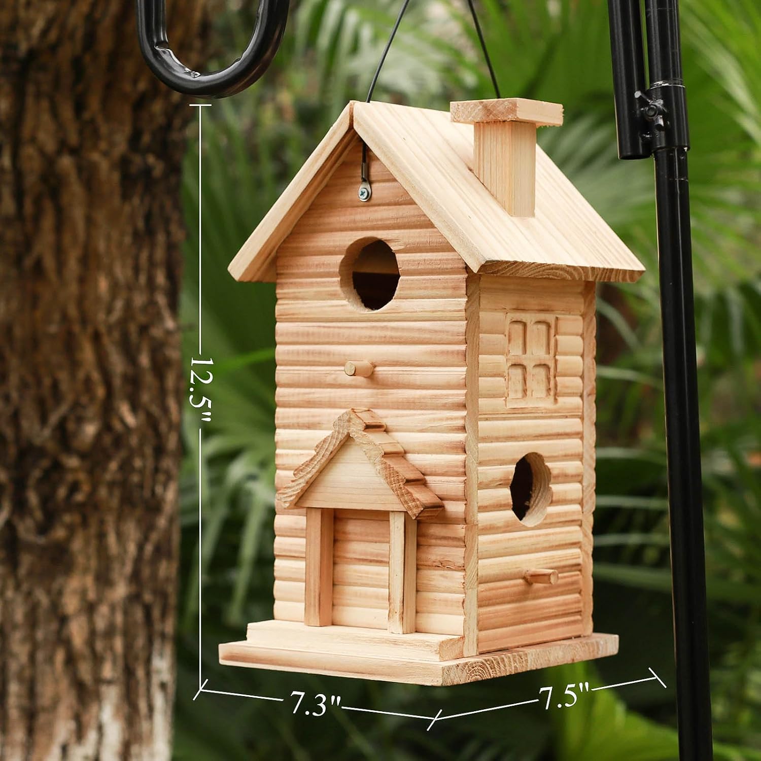 Bird House Outdoor Bird Houses for Outside Clearance,2 Hole Wooden BlueBirdHouse Finch Cardinals Hanging Birdhouse 2