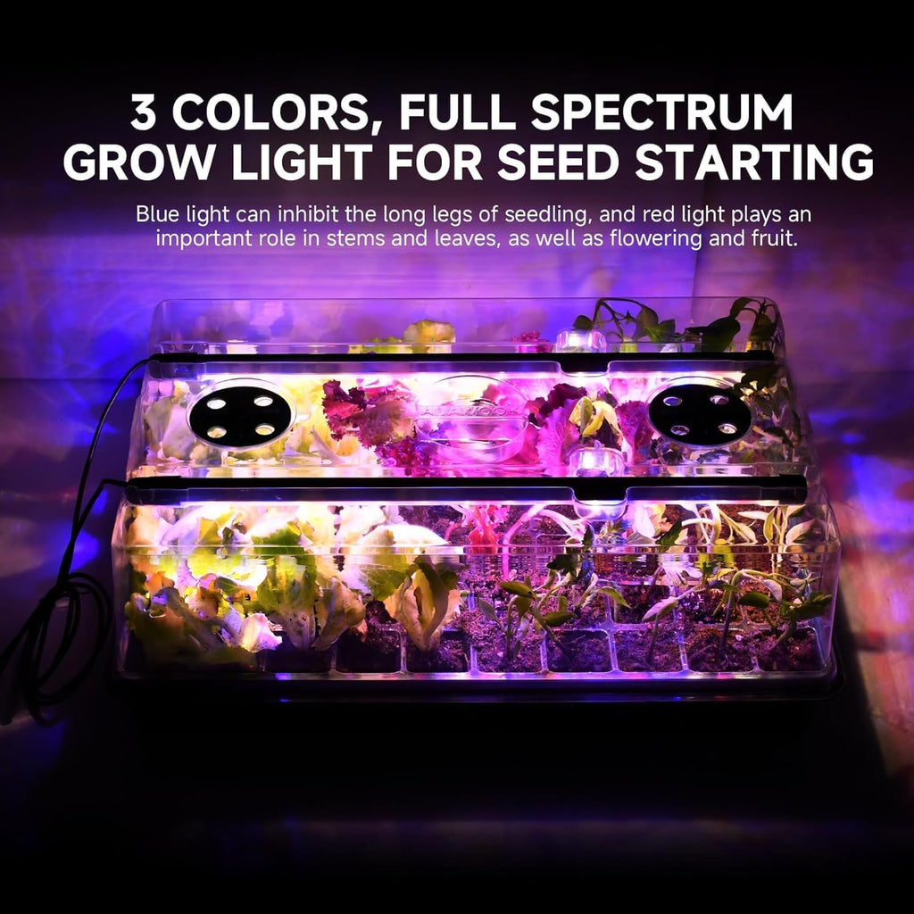 Seed Starter Tray with Grow Light and Thermostat Controller Heat Mat, 10"x 20.75" Heat Mats for Plant Growing，68-113°F