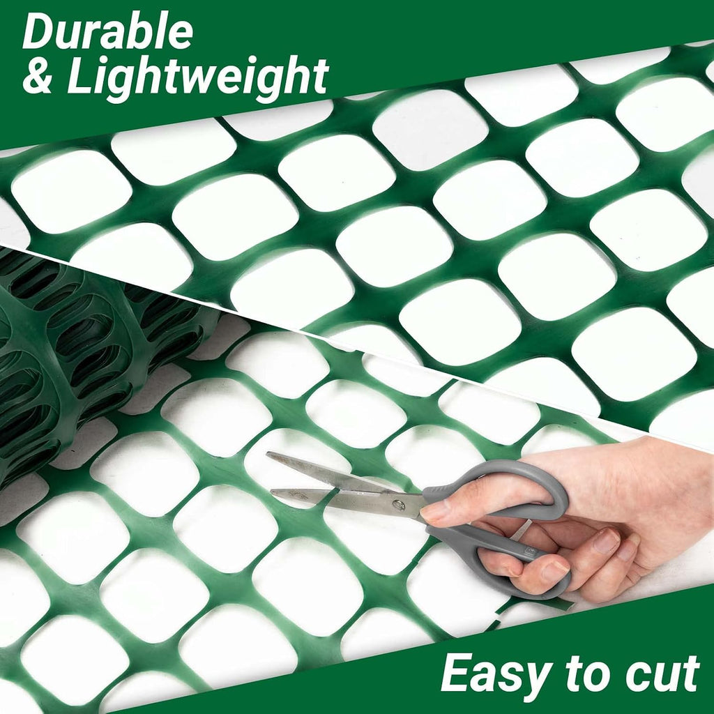 DOEWORKS Plastic Safety Fence, 4 ft x 100 ft Barrier Netting, Green | Large Coverage | Durable Plastic Mesh | Highly