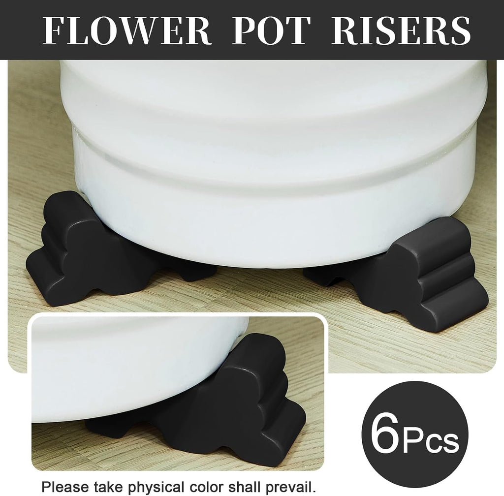 Kigeli 6 Pcs Resin Garden Pot Feet for Outdoor Planters 3 Inch Long 1.5 Inch Tall Flower Handmade Elevator Plant Feet