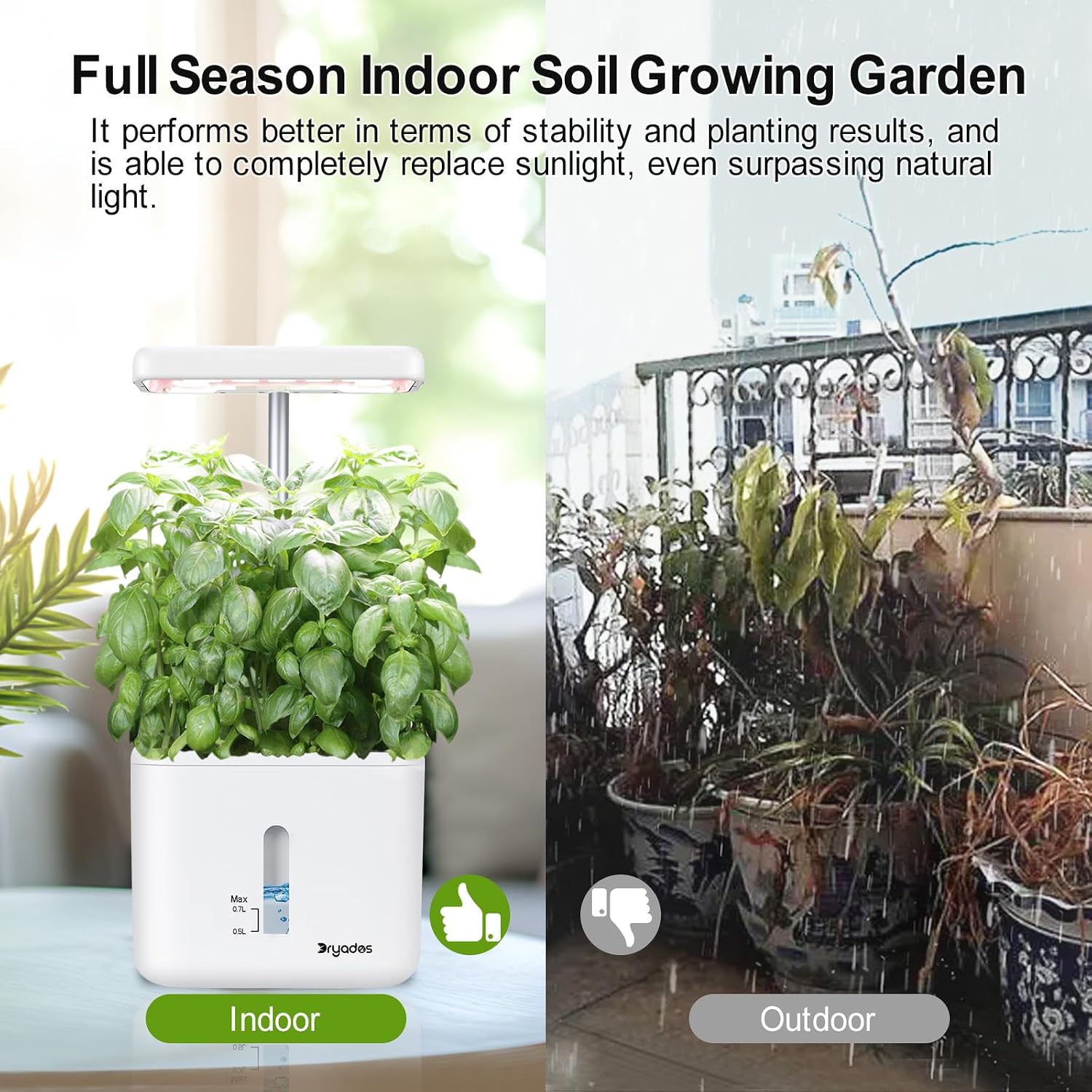 Indoor Garden Planter Growing Systems Soil plant pot indoor Small Smart Soil Gardening System with 17 Watts LED Grow