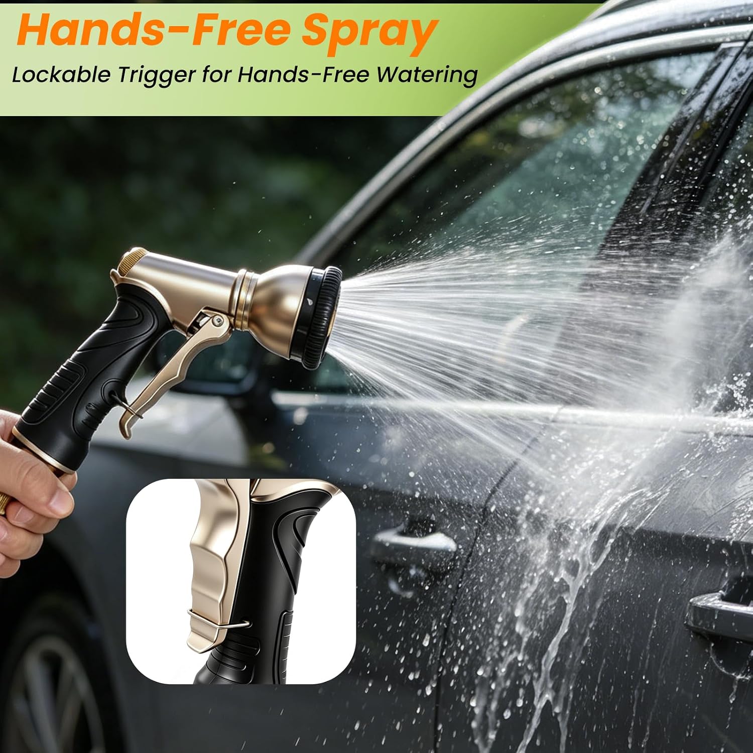 ARXIVE 9-Pattern Brass Hose Nozzle, High Pressure Leakproof Water Sprayer | Versatile sprayer with non-slip grip,Ideal