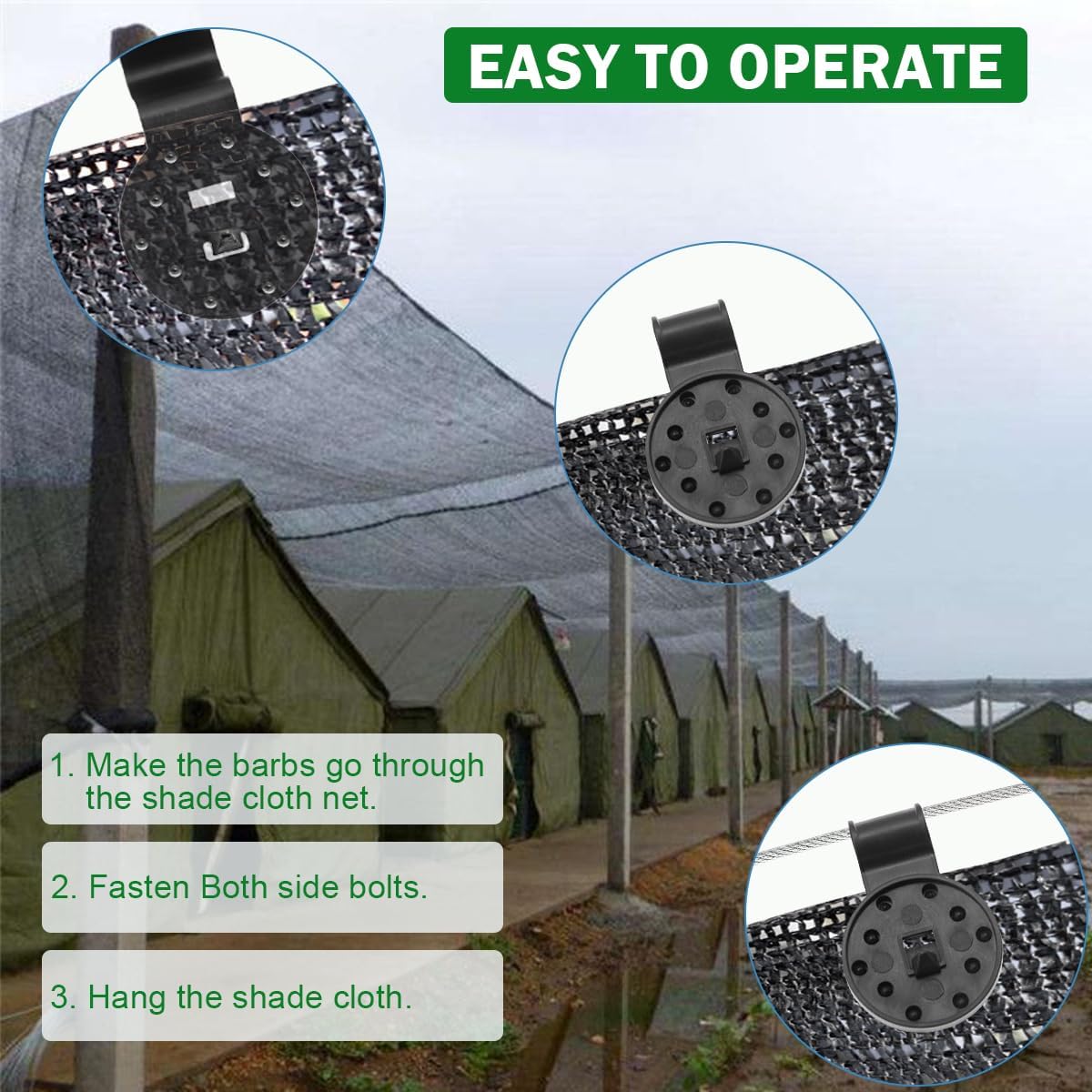 100Pcs Shade Cloth Clips Plastic Heavy Duty Sun Shade Lock Grip | UV Resistant Fasteners for Sun Shade Net, Garden