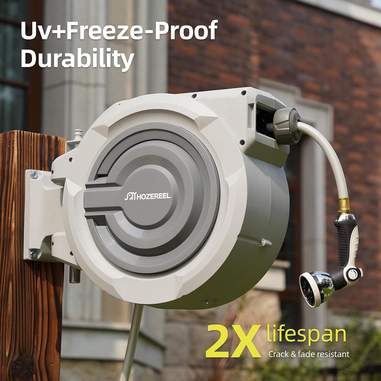 Retractable Hose Reel 1/2"x 150ft, Retractable Garden Hose | UV Resistant Automatic Slow Self Retract Hose Reel
