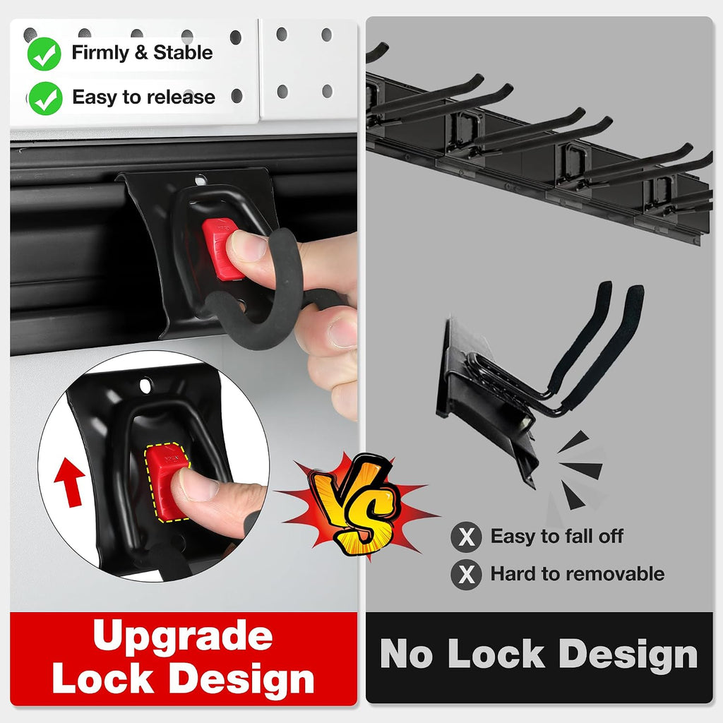 WORKPRO 64" Garage Tool Organizer Wall Mount with 8 Adjustable Hooks | Garage Organization, Garden Tool Rack System, 4
