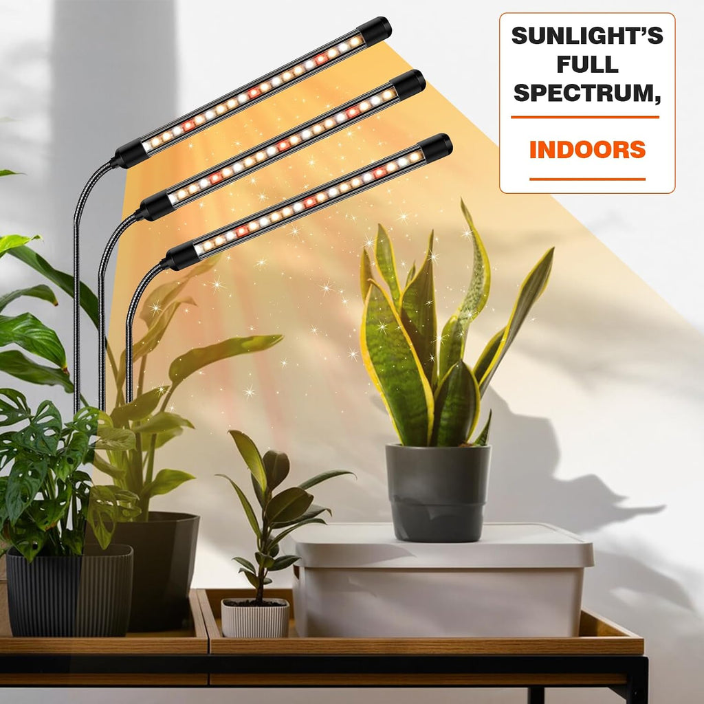Grow Lights for Indoor Plants,Full Spectrum Grow Lamp,Timer & 10 Dimming | 2 Pack, 3 Spectra, 10 Brightness, Auto Timer
