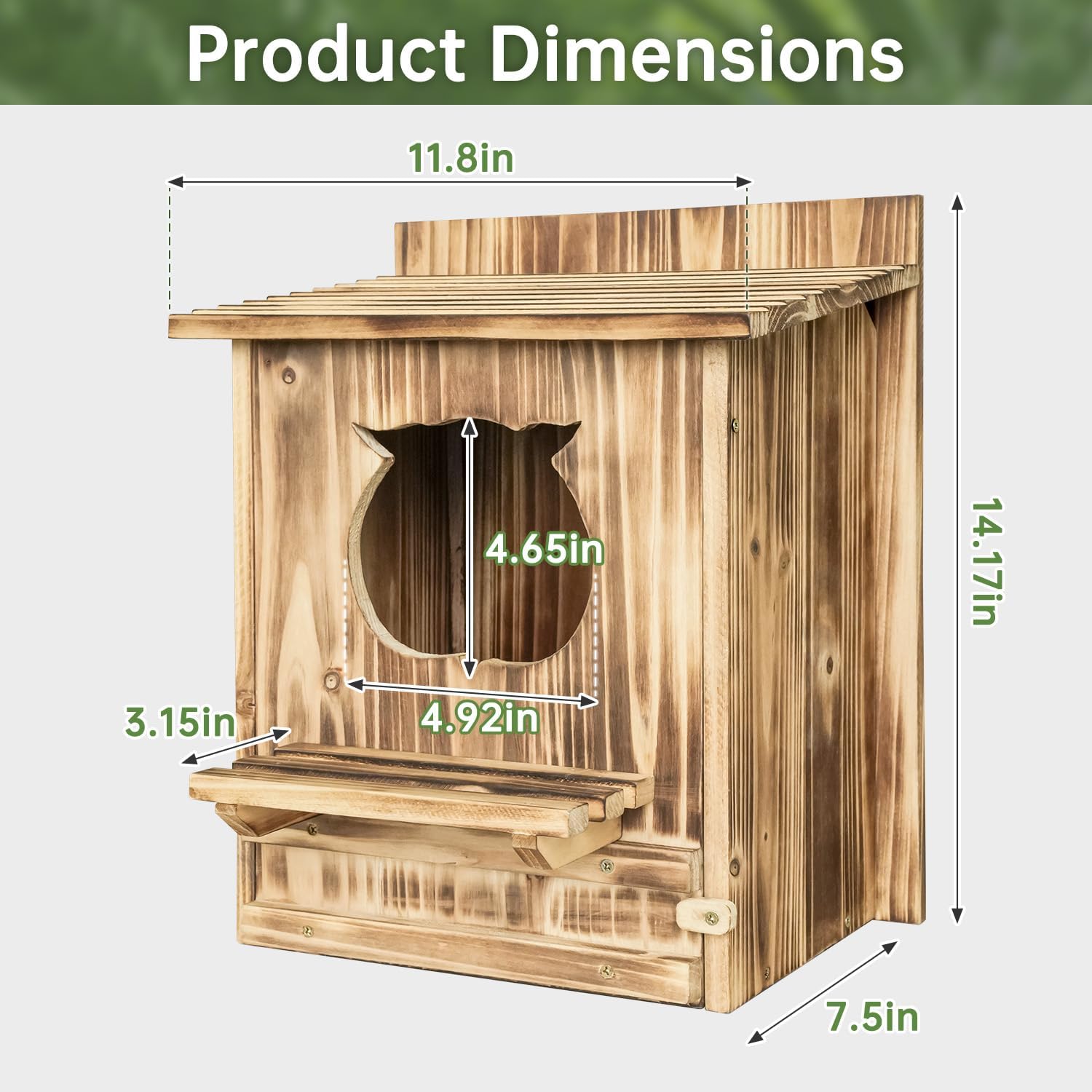 Owl Nesting Box for Outside 14.2×12×7.5 Inch Screech Owl House Bird House | Owl-Shaped Entrance, Wooden Bird Box, Easy