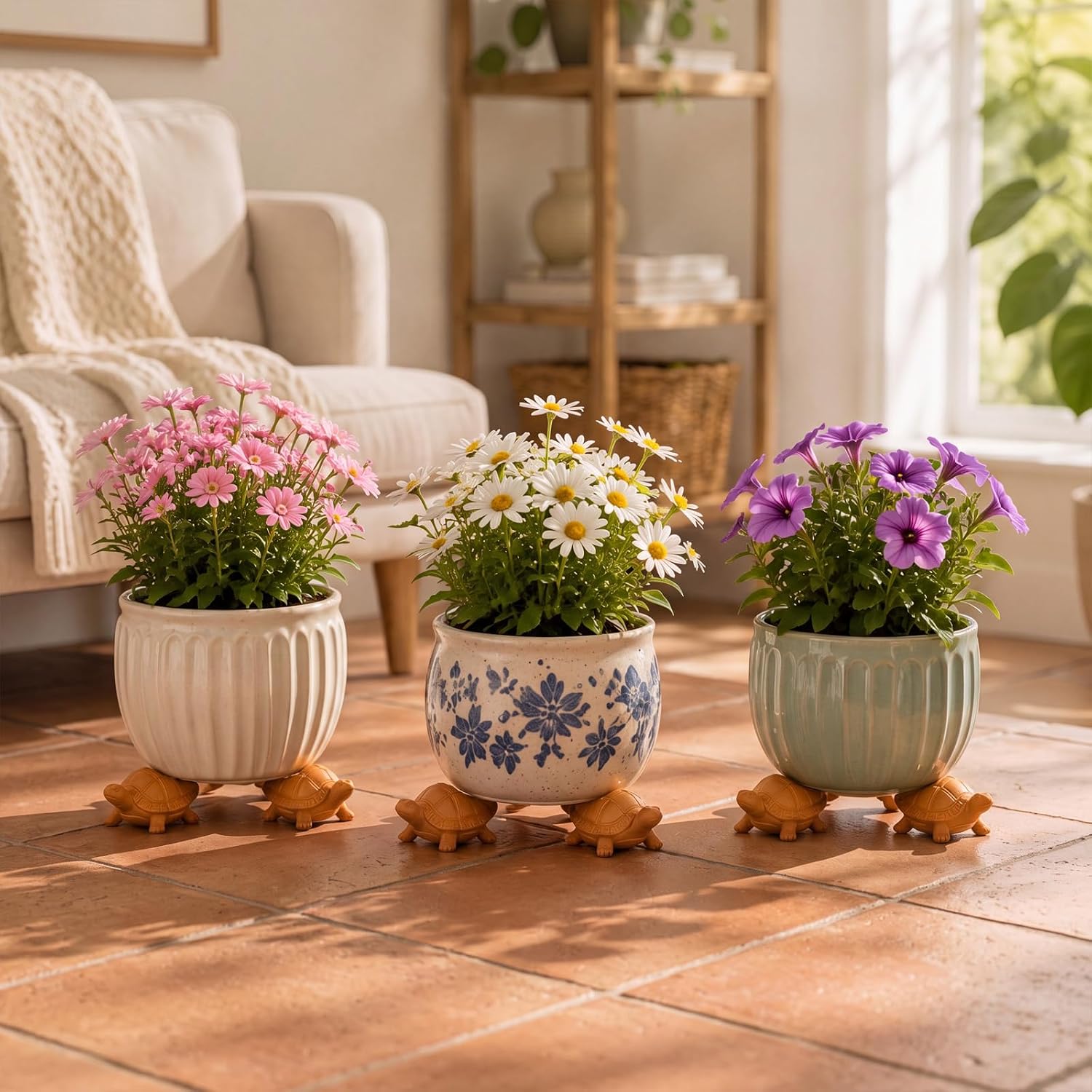 LemonRoad 12 Set Tortoise Pot Feet for Outdoor Planters, Terra Cotta Cement | 1.2" H, Animal Plant Pot Risers for