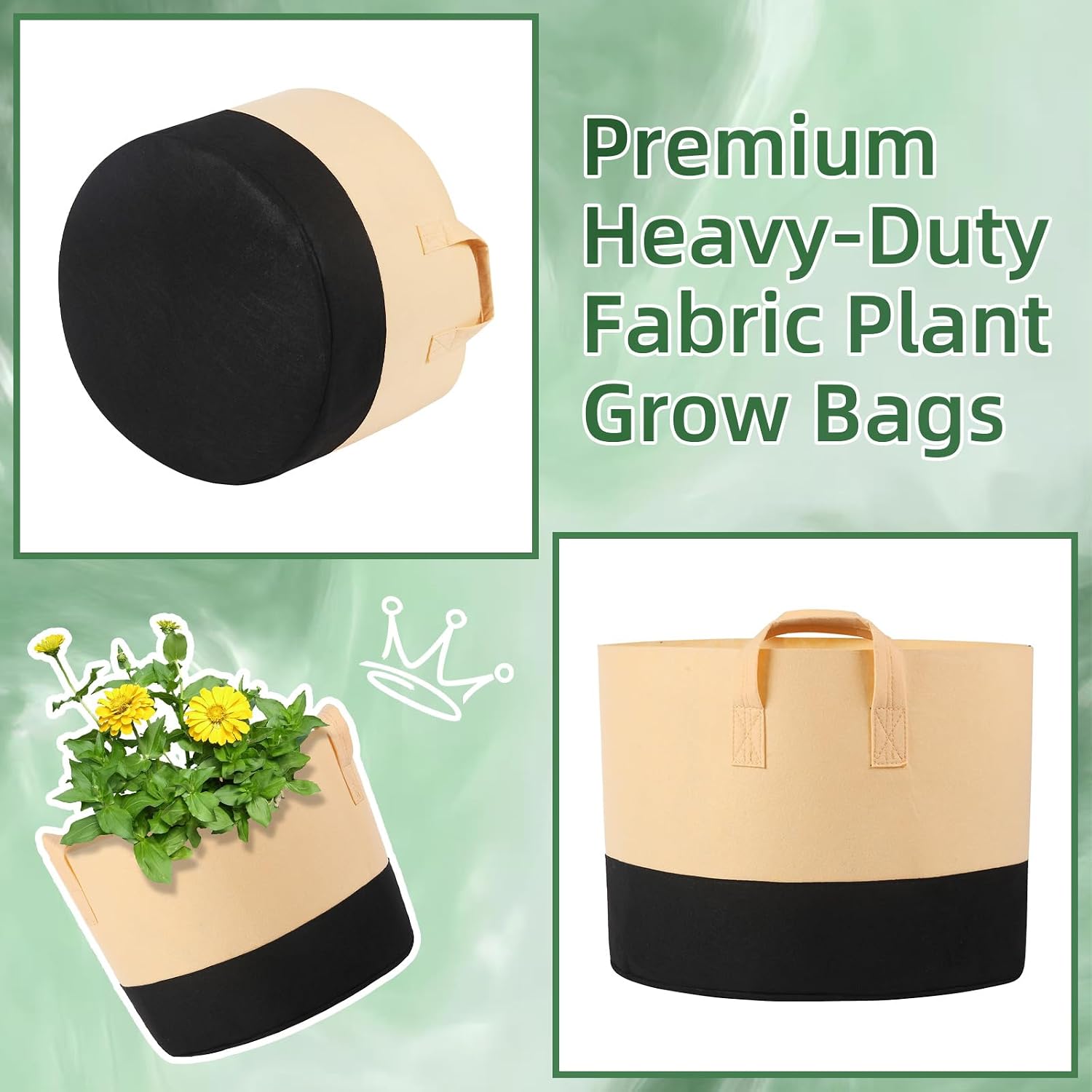 12 Pack 7 Gallon Grow Bags Colorful Fabric Plant Pots with Handles 7 Gal Garden Grow Bags Fabric Grow Pots Plant