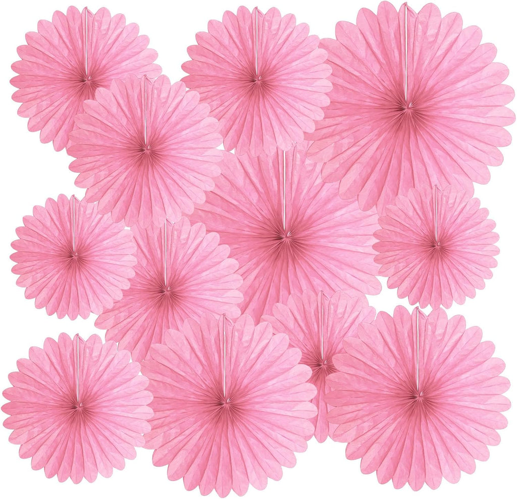 20 Pcs Pink Hanging Paper Fan, Hanging Honeycomb Round Paper Fans for Weddings, Birthdays, Valentine's Day, Baby Showers, Classroom, Events Ceiling Party Supplies Decorations