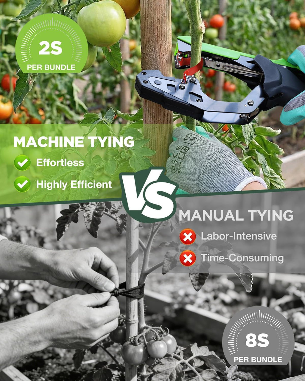 WORKPRO Plant Tying Machine with Gloves & 20 Rolls of Tape & 10,000 Staples | Lightweight Tape Gun for Tying Vines and