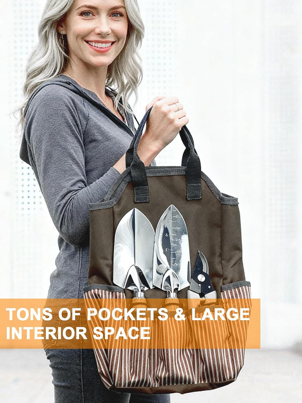 Garden Tools Set – 11-PCs Heavy Duty Gardening Kit, Stainless Steel Tools with Wooden Handles, Canvas Tote Bag, Gloves