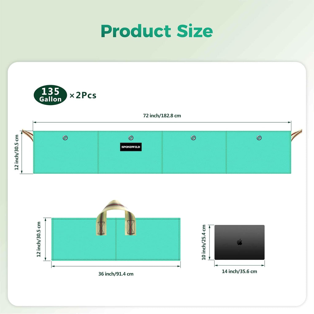 2 Pcs 6x3x1Ft 8 Grids Raised Garden Bed for Outdoor Vegetables | Plastic Rectangle Grow Bags with Handles and Drainage
