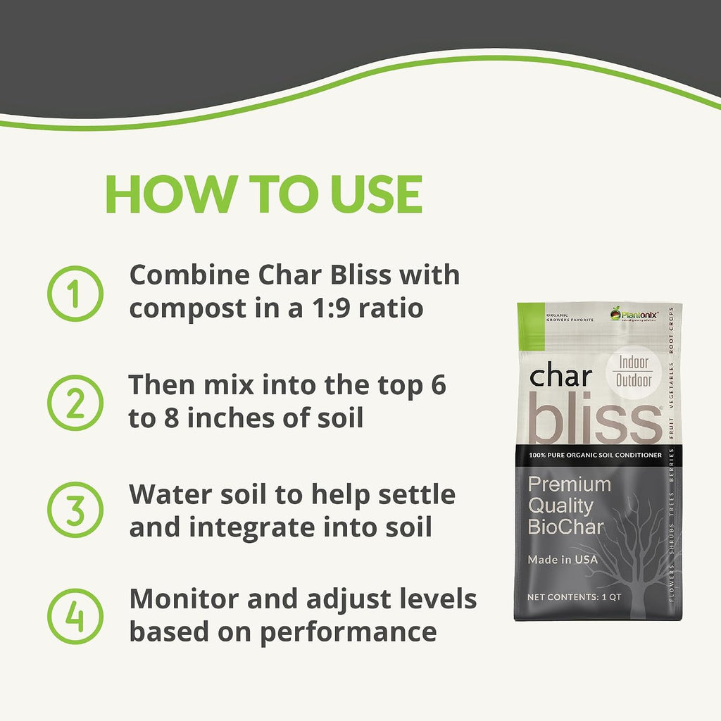 Neem Bliss (1lb) + Char Bliss (1 Qt) - Neem Cake for Plants & Organic Biochar for Plants - Plant Charcoal Retains