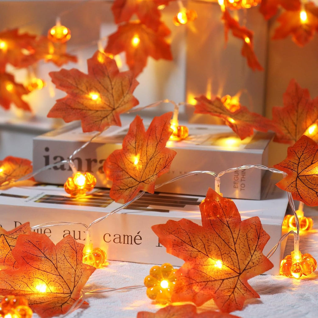 CESOF 2 Pack Fall Decorations for Home Fall String Lights Total 20ft 40 LED
