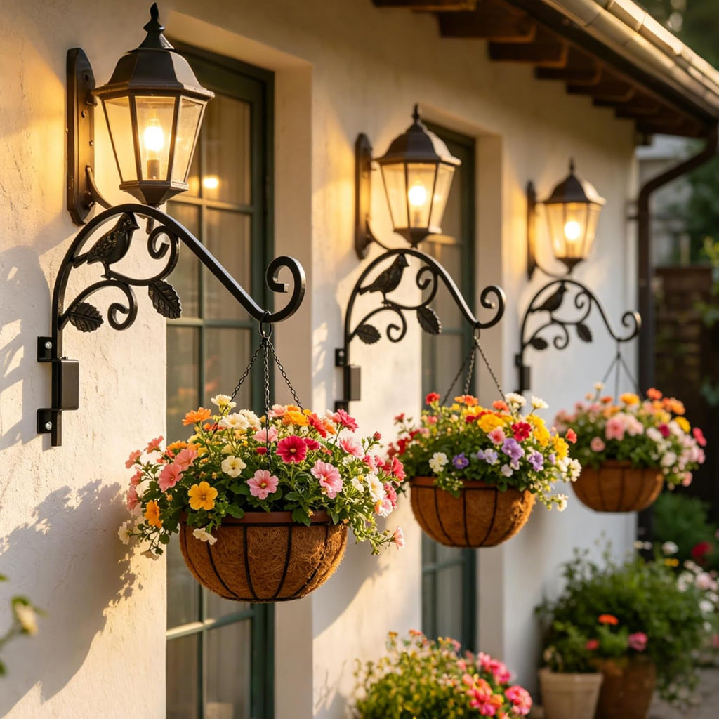 Plant Hangers Outdoor, 4 Pack 15.15 inch Swivel Plant Hangers Indoor Wall Mount Sturdy Wrought Iron Plant Wall Hanger
